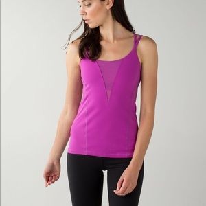 Lululemon fuchsia pink mesh strappy tank top